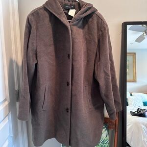 Jones New York Brown Cape with Hood and Relaxed Fit